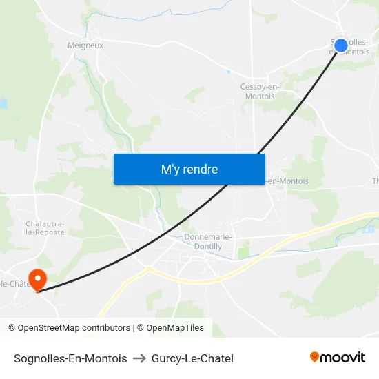 Sognolles-En-Montois to Gurcy-Le-Chatel map