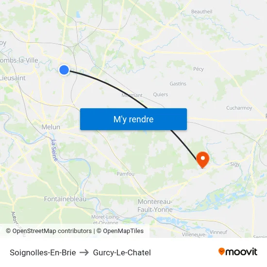 Soignolles-En-Brie to Gurcy-Le-Chatel map