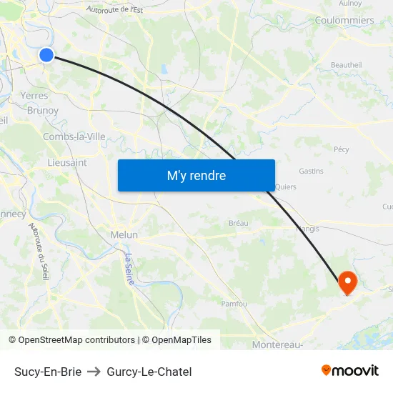 Sucy-En-Brie to Gurcy-Le-Chatel map