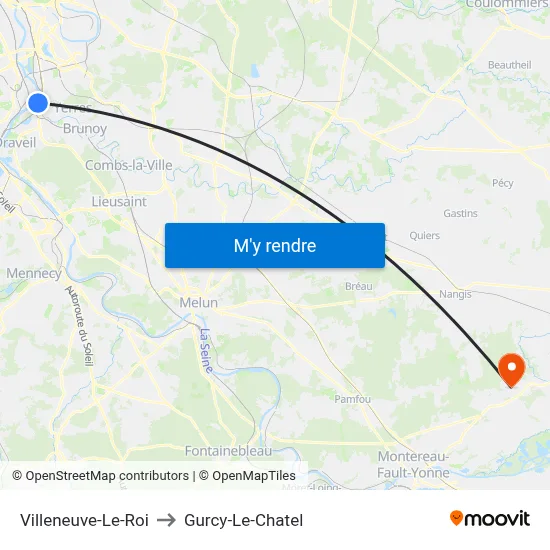 Villeneuve-Le-Roi to Gurcy-Le-Chatel map