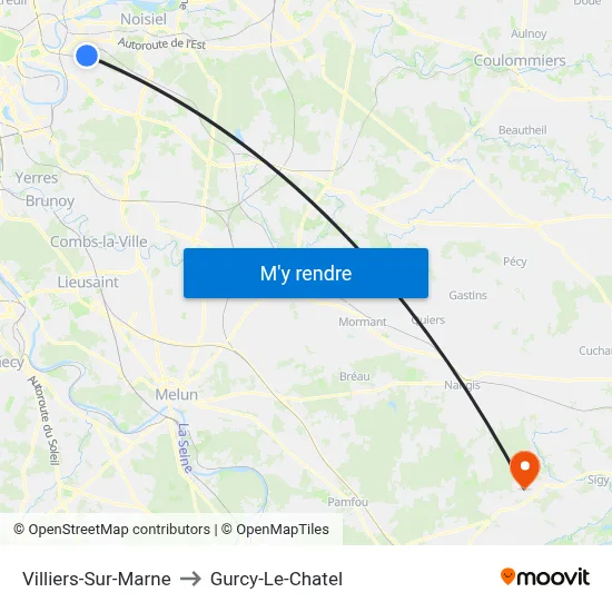 Villiers-Sur-Marne to Gurcy-Le-Chatel map