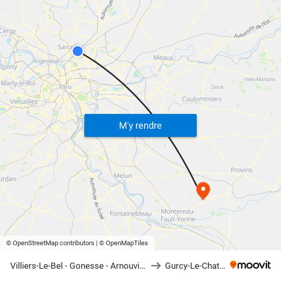 Villiers-Le-Bel - Gonesse - Arnouville to Gurcy-Le-Chatel map