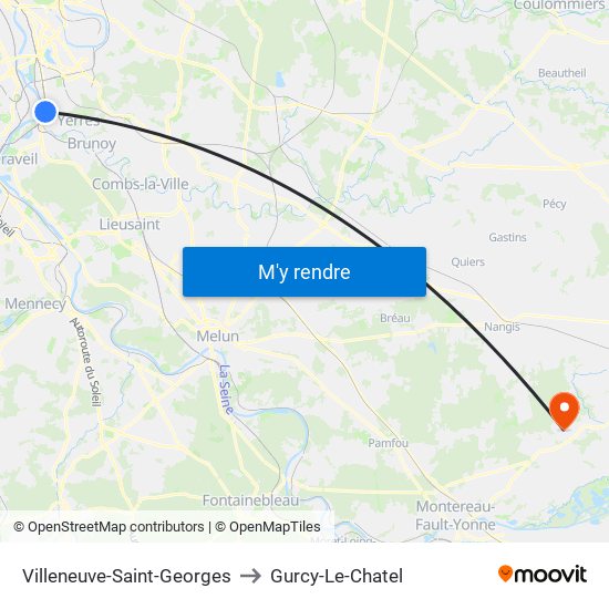 Villeneuve-Saint-Georges to Gurcy-Le-Chatel map