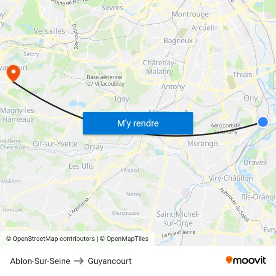 Ablon-Sur-Seine to Guyancourt map