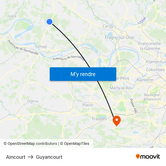 Aincourt to Guyancourt map