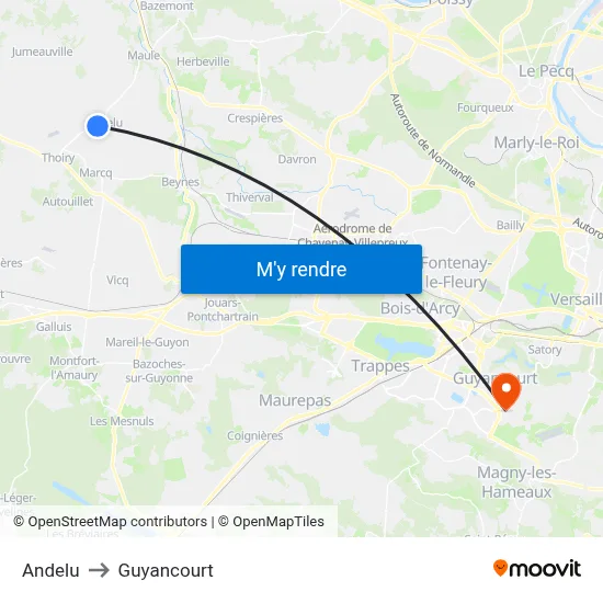Andelu to Guyancourt map