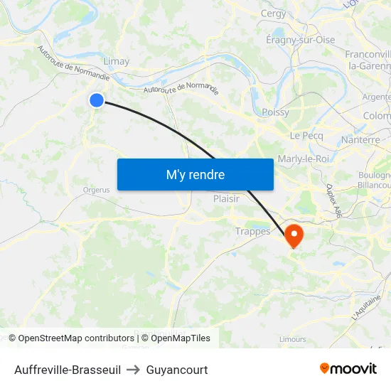 Auffreville-Brasseuil to Guyancourt map