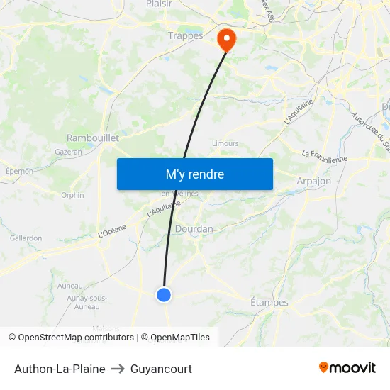 Authon-La-Plaine to Guyancourt map