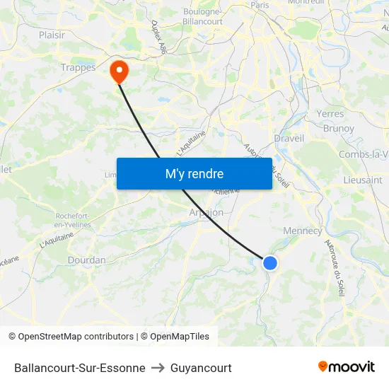 Ballancourt-Sur-Essonne to Guyancourt map