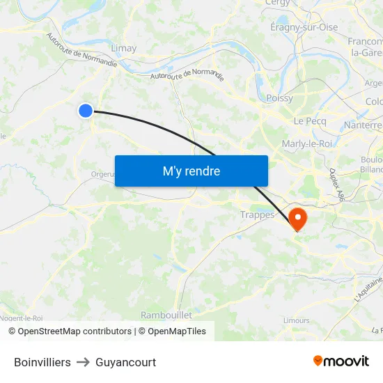 Boinvilliers to Guyancourt map
