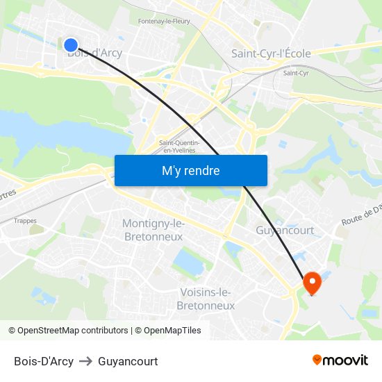 Bois-D'Arcy to Guyancourt map