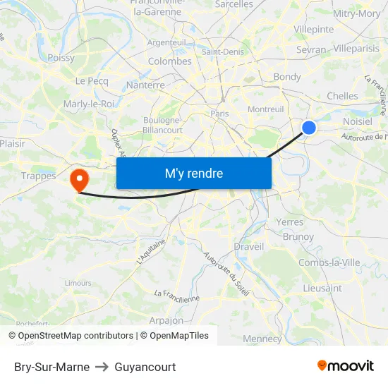 Bry-Sur-Marne to Guyancourt map