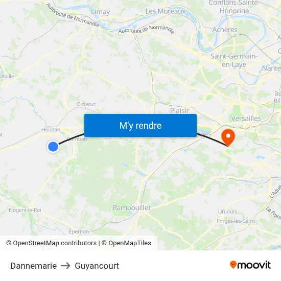 Dannemarie to Guyancourt map