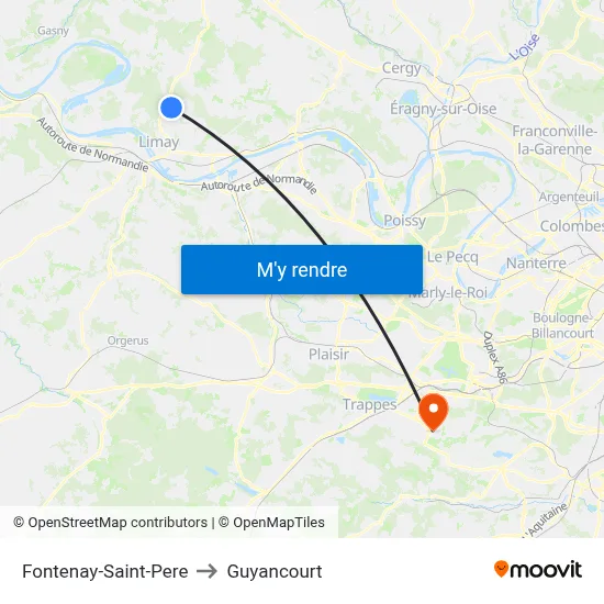 Fontenay-Saint-Pere to Guyancourt map