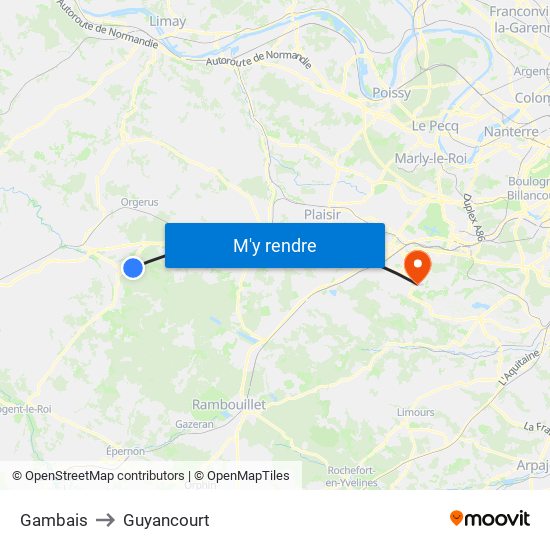 Gambais to Guyancourt map