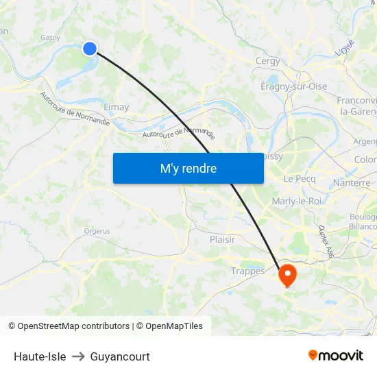 Haute-Isle to Guyancourt map