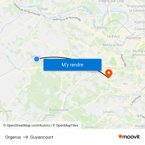 Orgerus to Guyancourt map