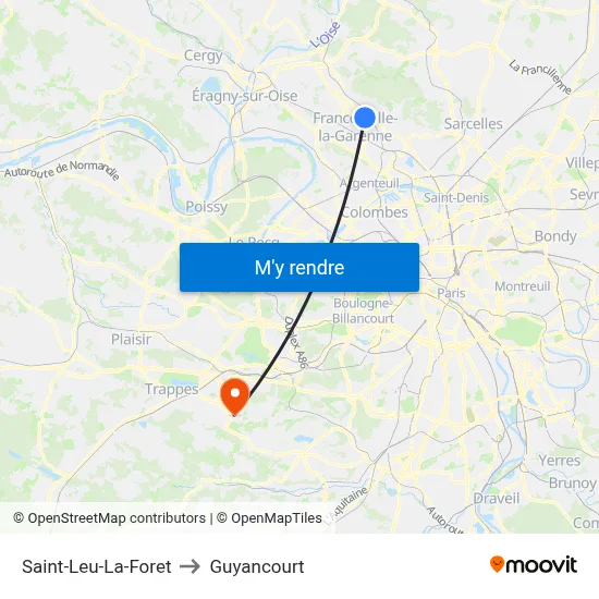 Saint-Leu-La-Foret to Guyancourt map