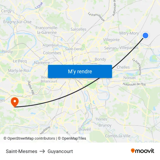 Saint-Mesmes to Guyancourt map