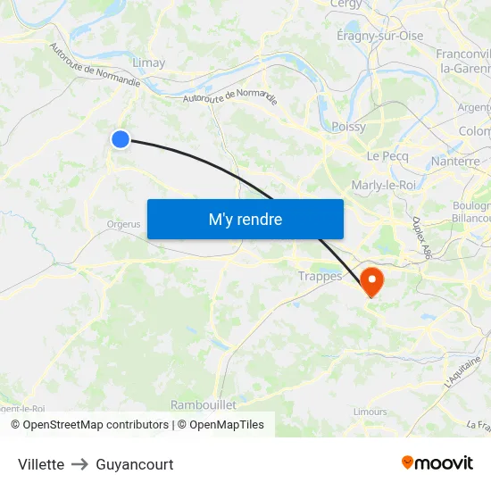 Villette to Guyancourt map