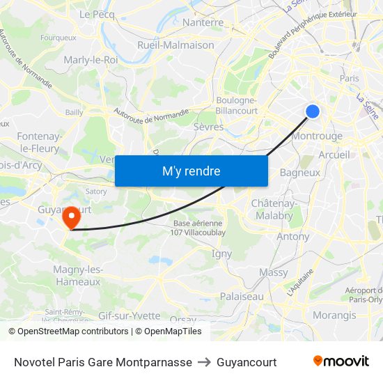 Novotel Paris Gare Montparnasse to Guyancourt map