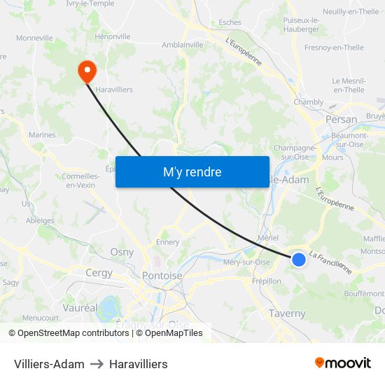 Villiers-Adam to Haravilliers map