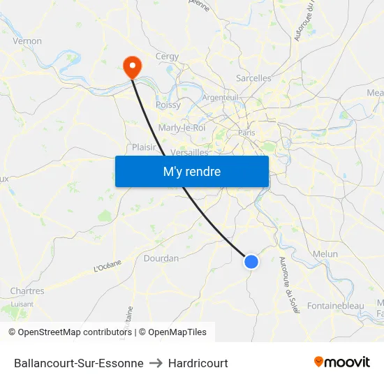 Ballancourt-Sur-Essonne to Hardricourt map