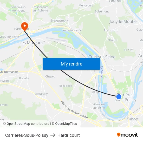 Carrieres-Sous-Poissy to Hardricourt map