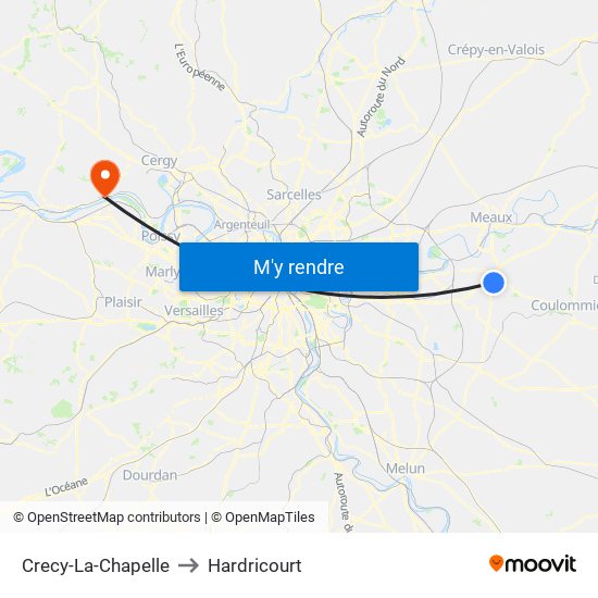 Crecy-La-Chapelle to Hardricourt map