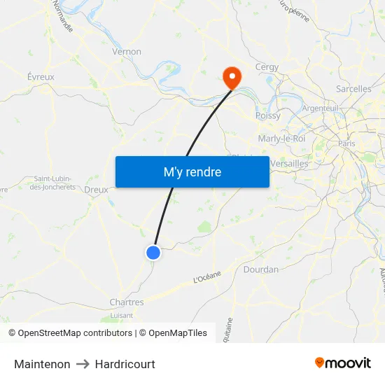 Maintenon to Hardricourt map