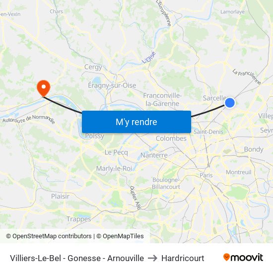 Villiers-Le-Bel - Gonesse - Arnouville to Hardricourt map