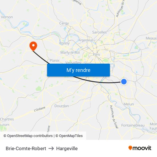 Brie-Comte-Robert to Hargeville map