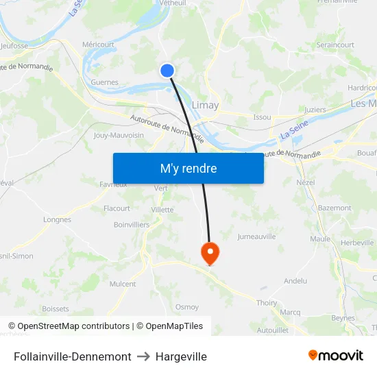 Follainville-Dennemont to Hargeville map