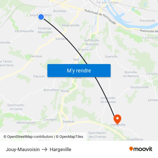 Jouy-Mauvoisin to Hargeville map