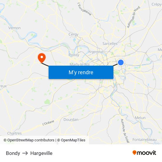 Bondy to Hargeville map