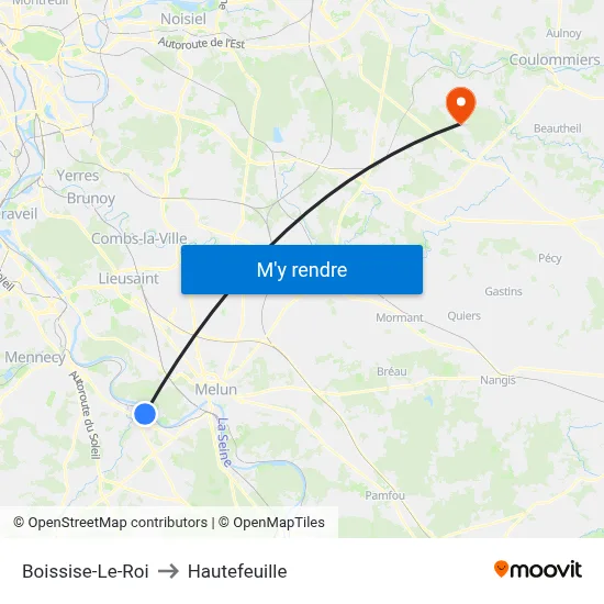 Boissise-Le-Roi to Hautefeuille map