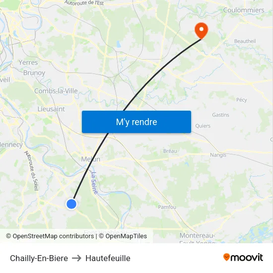 Chailly-En-Biere to Hautefeuille map