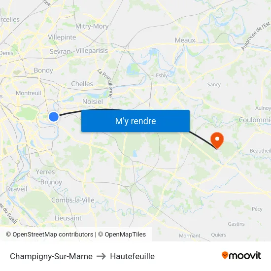 Champigny-Sur-Marne to Hautefeuille map