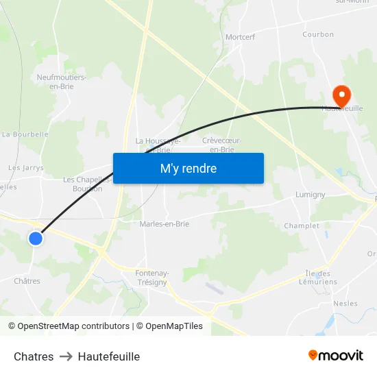 Chatres to Hautefeuille map