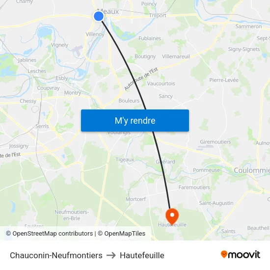 Chauconin-Neufmontiers to Hautefeuille map