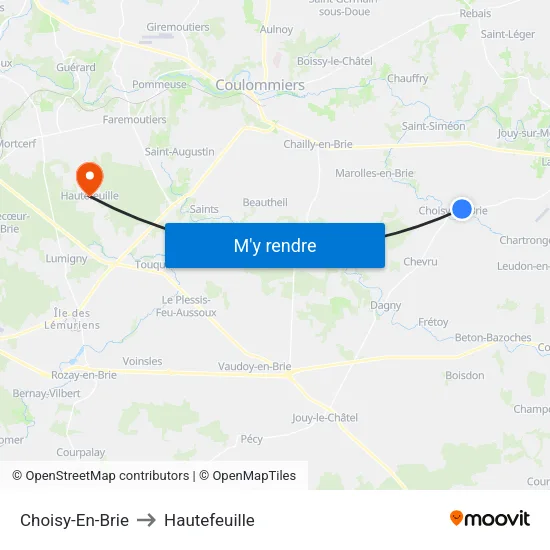 Choisy-En-Brie to Hautefeuille map