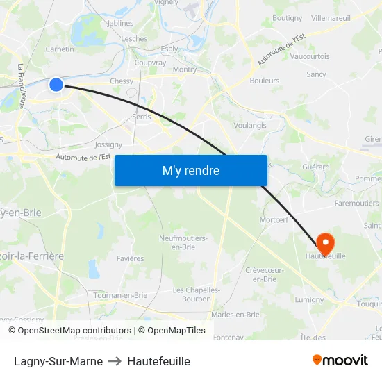 Lagny-Sur-Marne to Hautefeuille map
