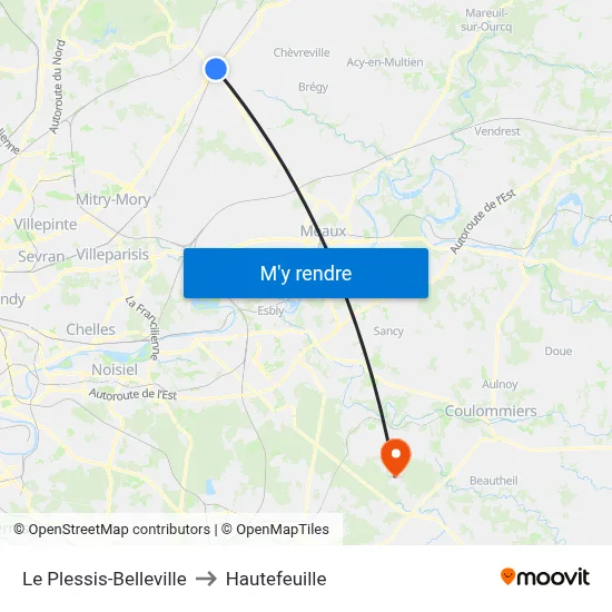 Le Plessis-Belleville to Hautefeuille map