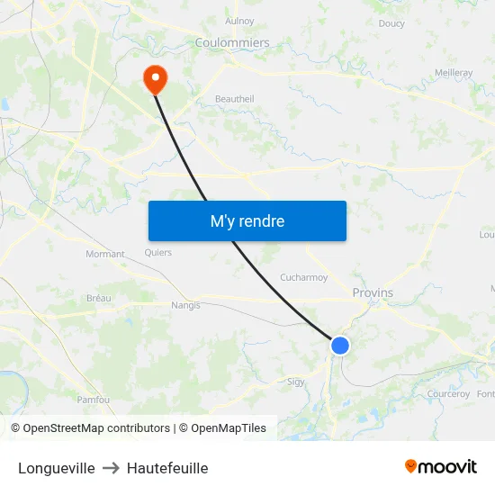 Longueville to Hautefeuille map