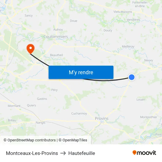 Montceaux-Les-Provins to Hautefeuille map