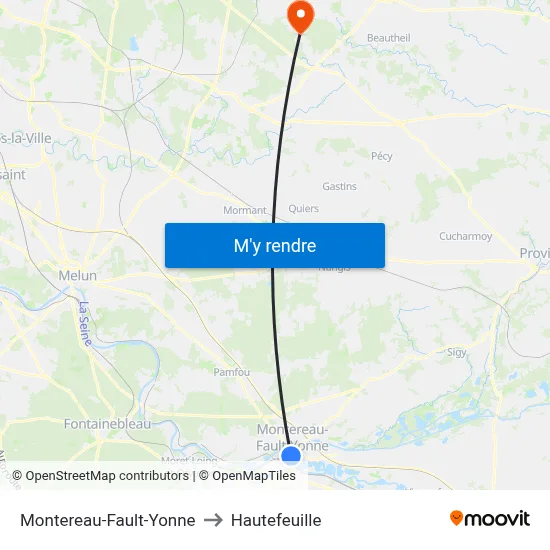 Montereau-Fault-Yonne to Hautefeuille map