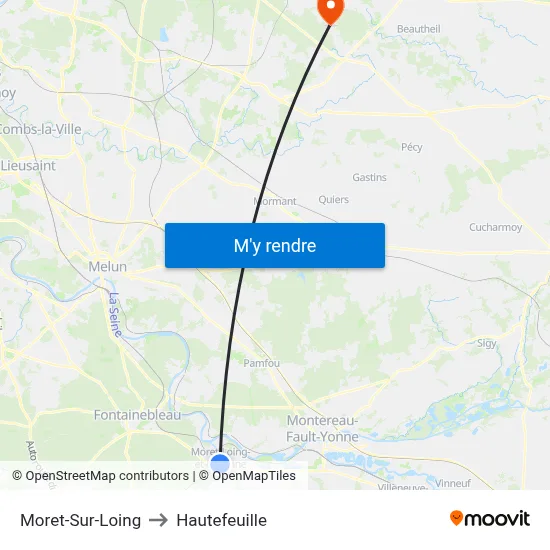 Moret-Sur-Loing to Hautefeuille map