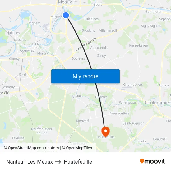 Nanteuil-Les-Meaux to Hautefeuille map