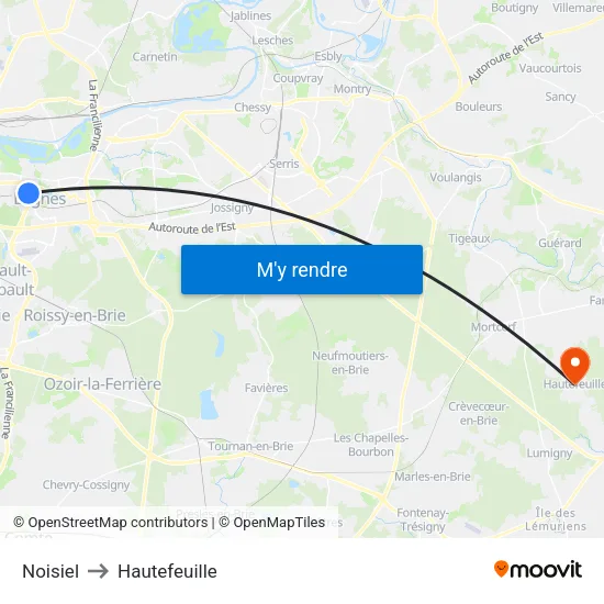 Noisiel to Hautefeuille map