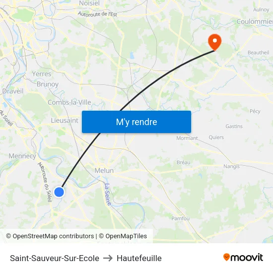 Saint-Sauveur-Sur-Ecole to Hautefeuille map